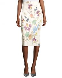 Diane von Furstenberg Floral Leather Midi Pencil Skirt at Neiman Marcus